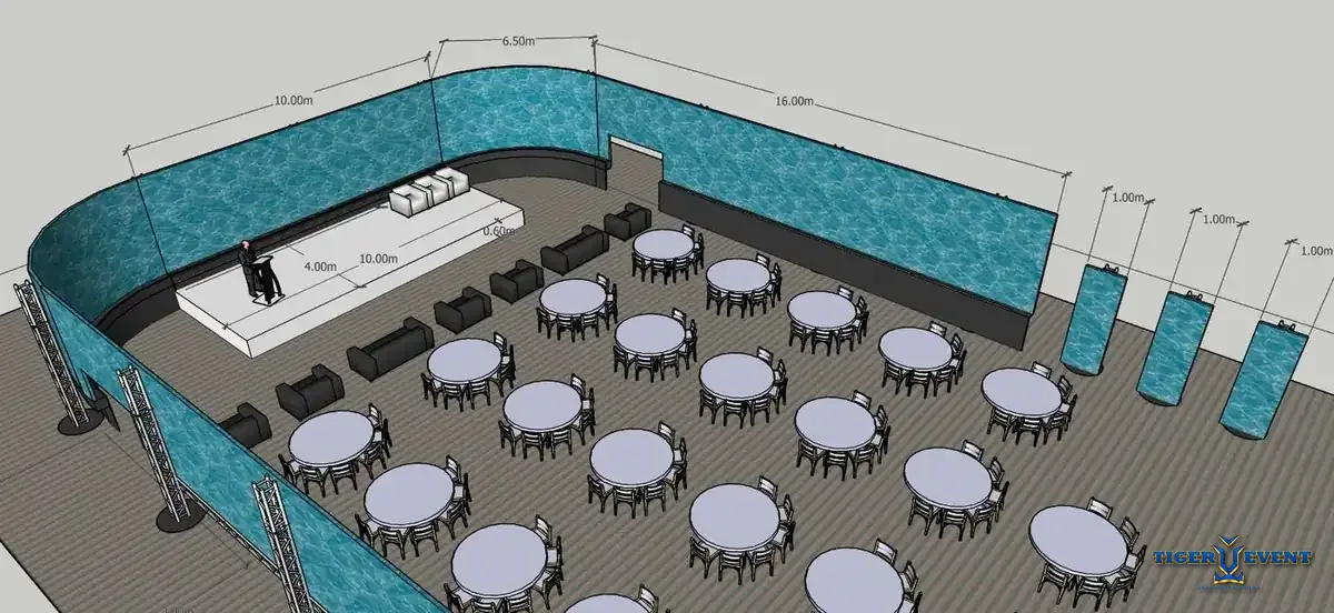Concept floor plan prepared before an event